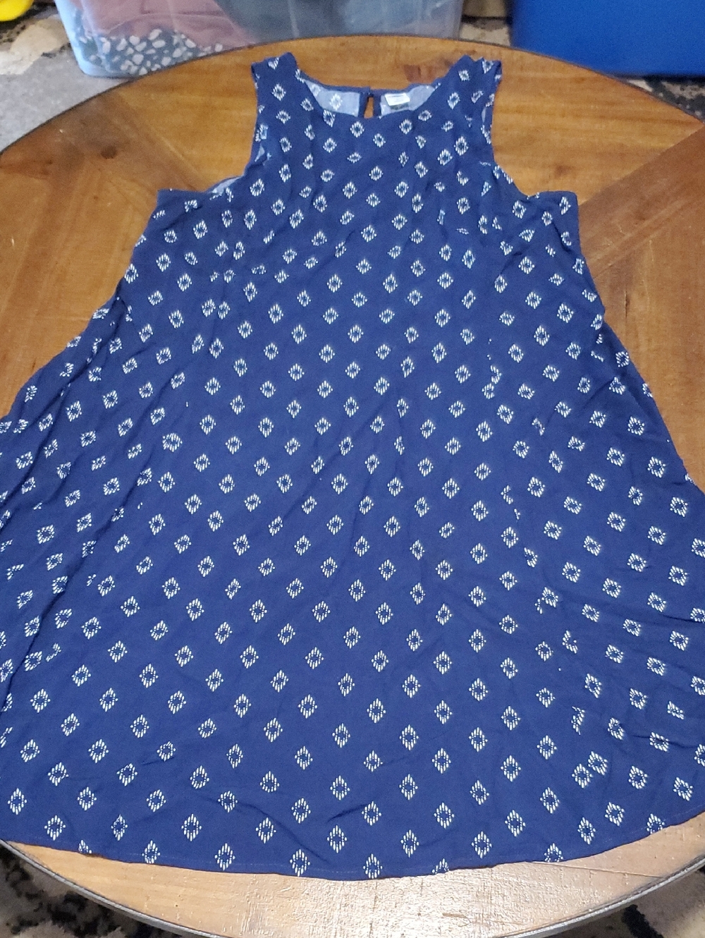 Old Navy Navy Blue Diamond Print Sleeveless Dress